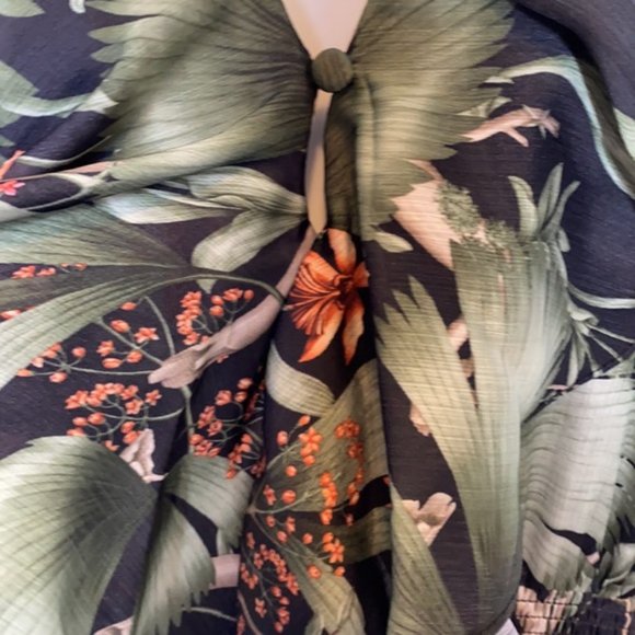 Johanna Ortiz X H&M Collab Tropical Patterned Dress with Flounce Hem Size Medium - Picture 9 of 14